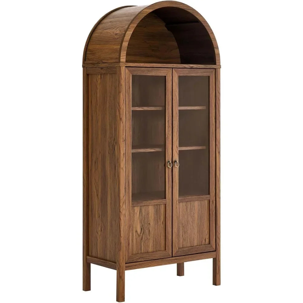 Guangbai Tall Arched Storage Display Cabinet Solid Wood