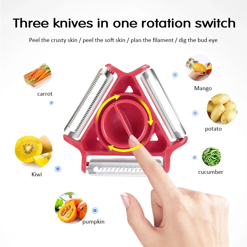 YOCITY 3 In 1 Magic Trio Peeler Set Slicer Shredder Julienne