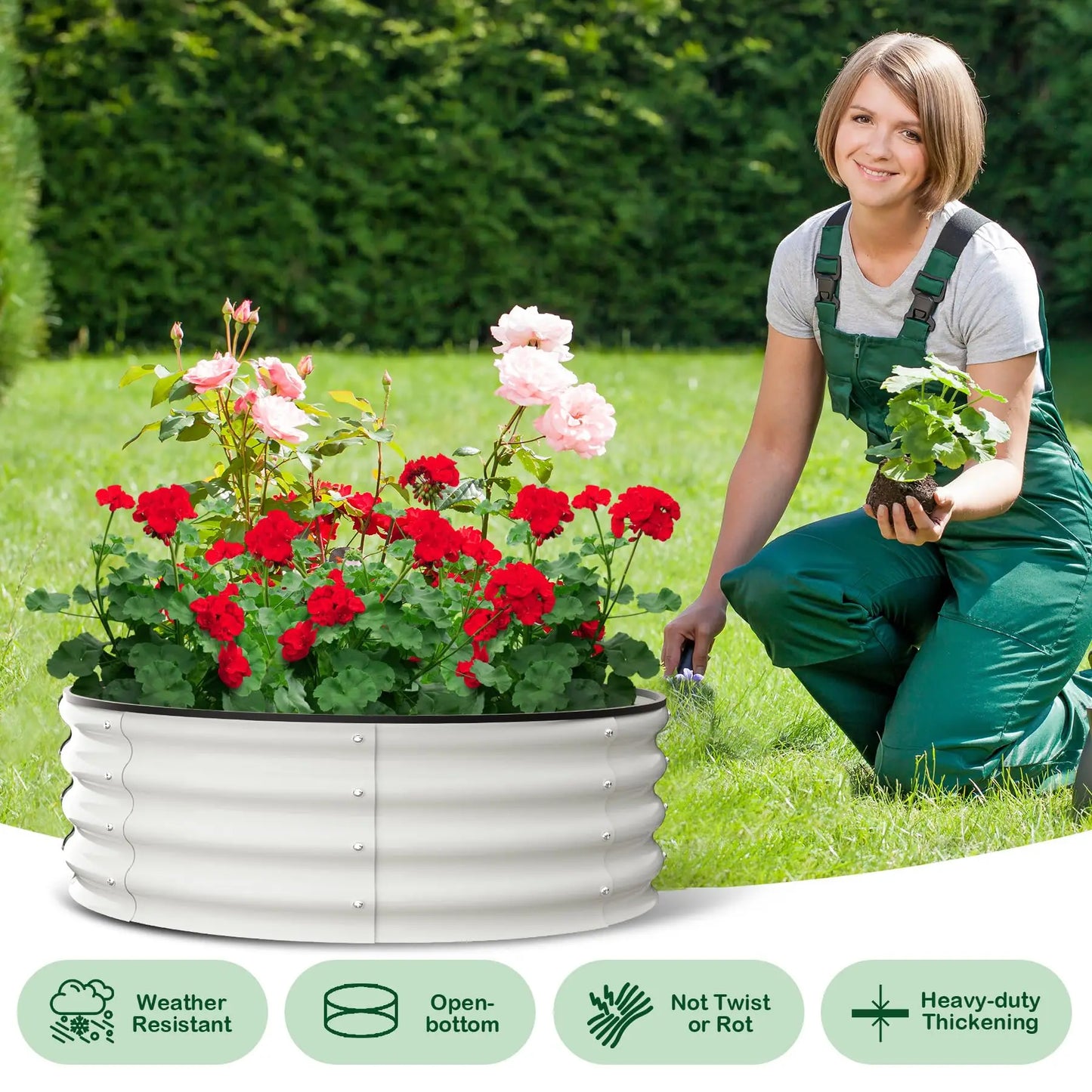 HiMISS Heavy Duty Galvanized Steel Raised Garden Bed 2 Pack