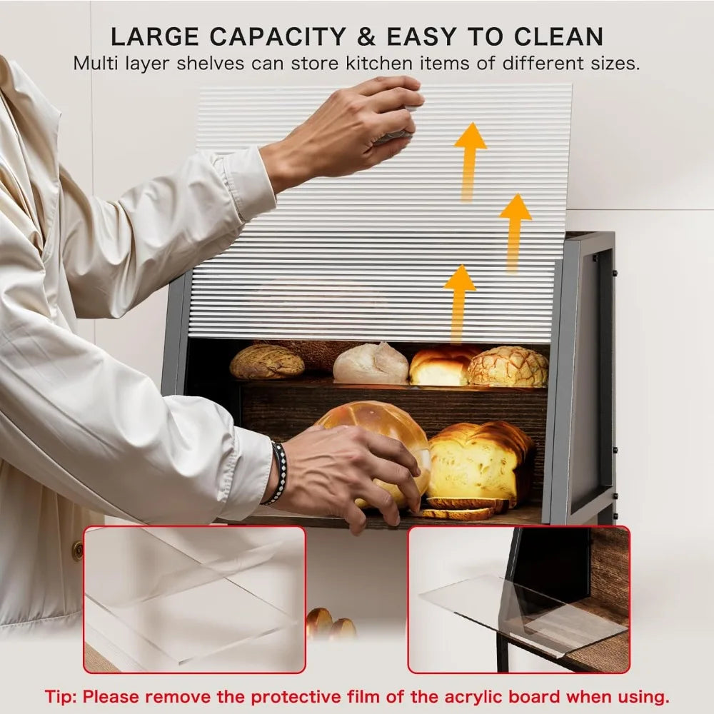 RBXC Baker Rack TwoInOne Bread Box Kitchen Organizer