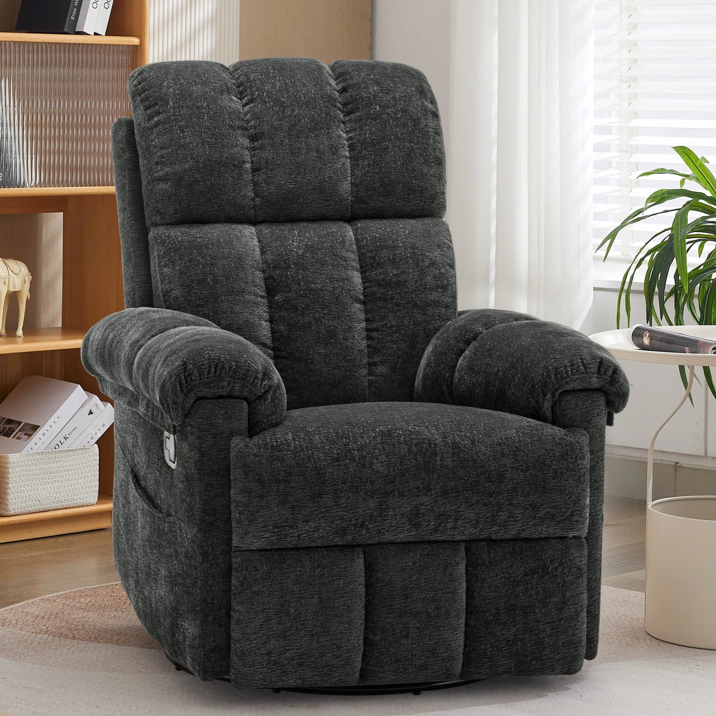 Korser Swivel Rocker Recliner Chair With Side Pockets