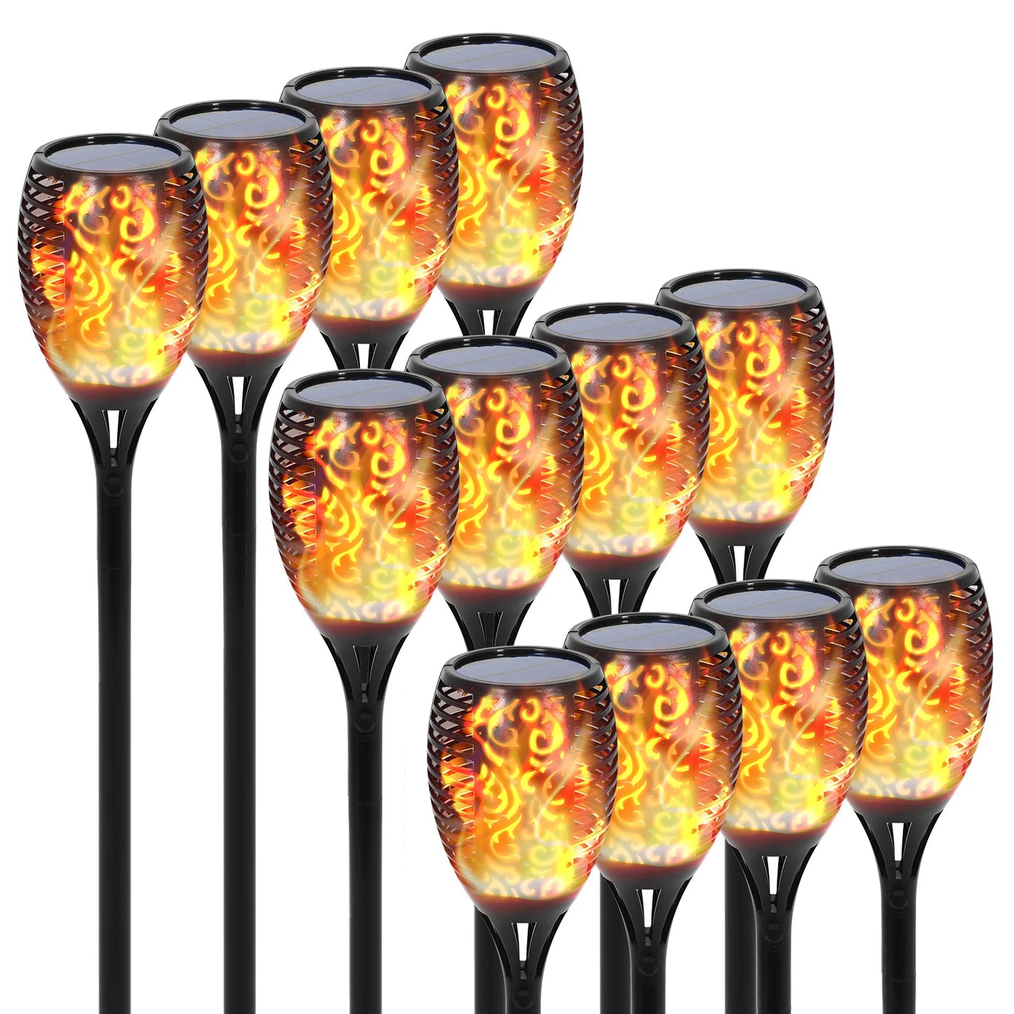 Solar Flame Torch Lights Outdoor LED Landscape Garden Pathway Waterproof