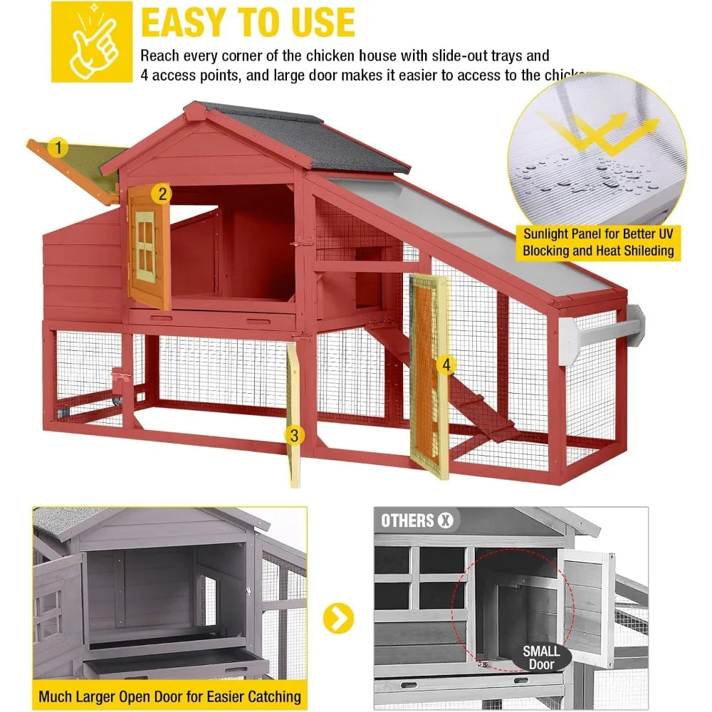 Certa Chicken Coop Outdoor With Wheels Hen House Wood Run
