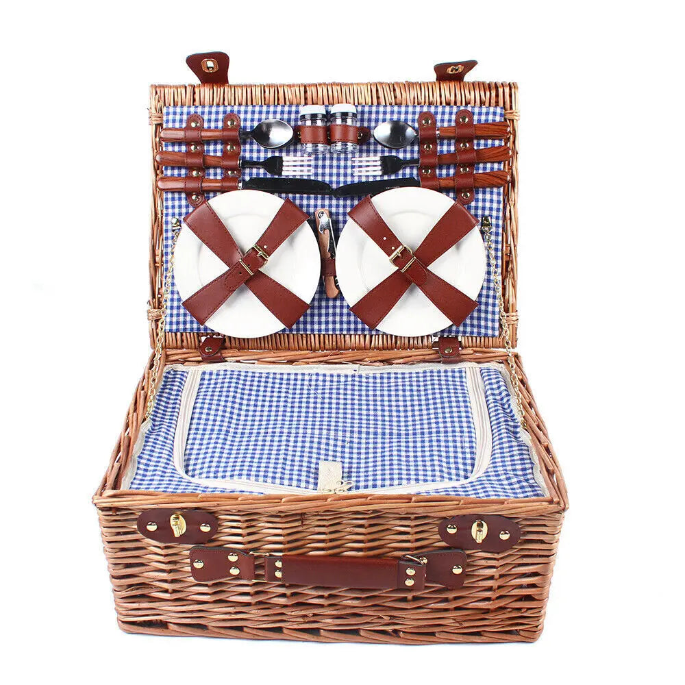 Bymaocar Willow and Rattan Storage Basket With Insulated Compartments