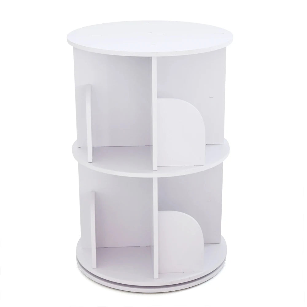 Hign-Concerned 360 Degree Rotating 2 Tier Bookshelf PVC Storage Rack