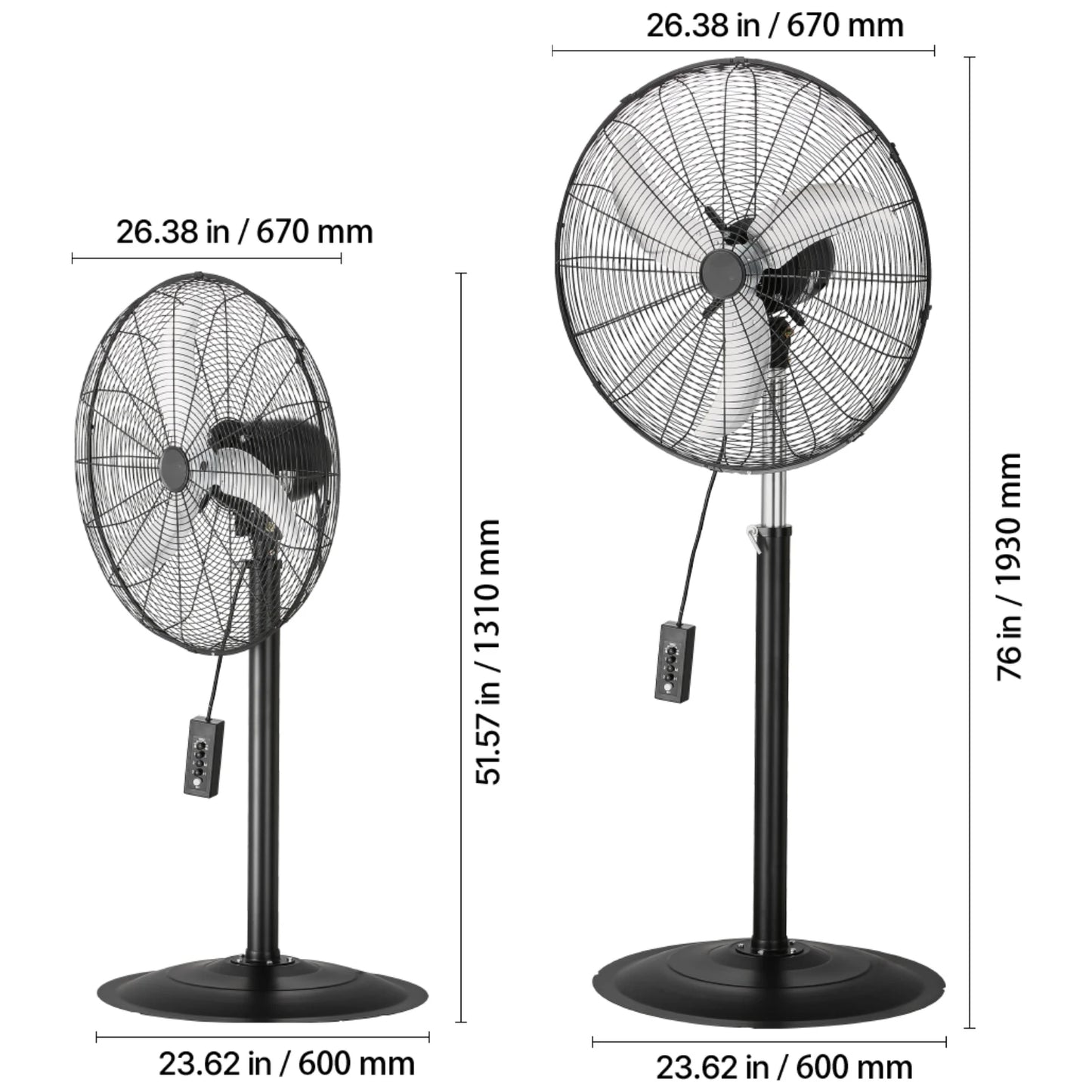 SucceBuy Pedestal Fan Oscillating 75 Degree 3 Speed