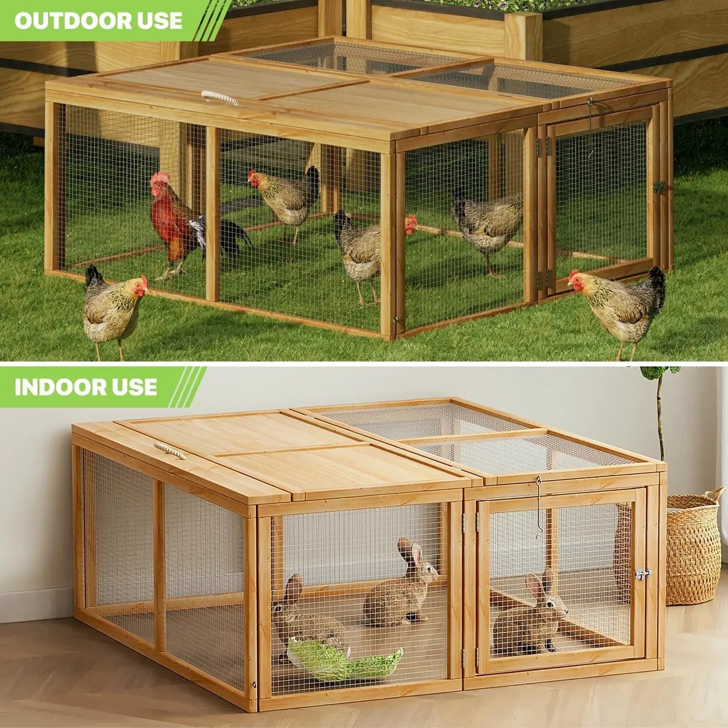 Durable Folding Chicken Coop Rabbit Hutch Portable Handle Outdoor