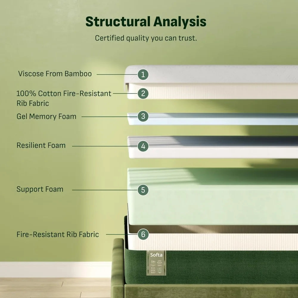 ZHUOTING Adjustable Bed Frame With Memory Foam Mattress And Incline