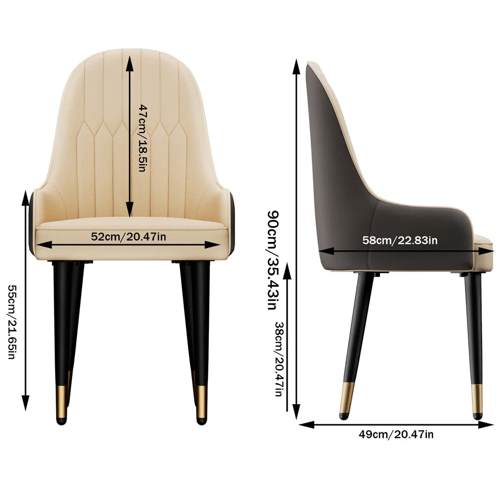 LUVODI PU Leather Dining Chairs With Arms Modern Metal Legs