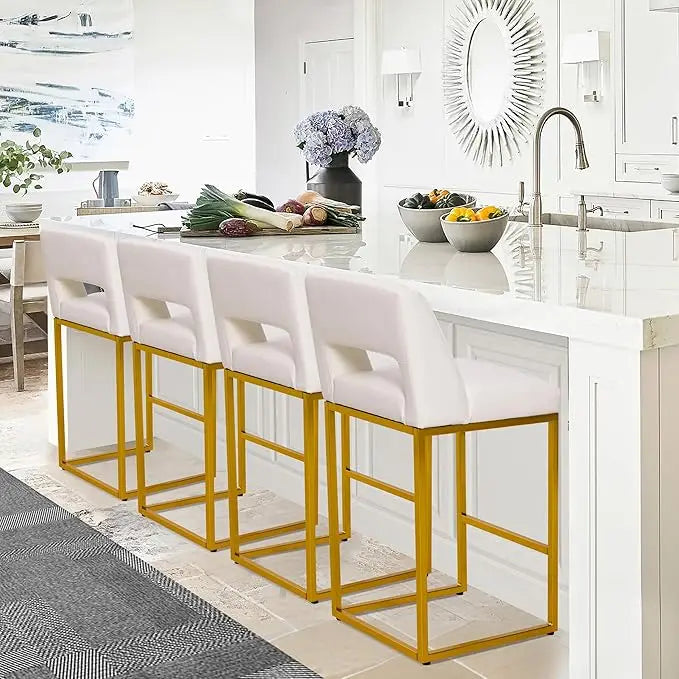 ZHUOTING Modern Bar Stools With Backs Upholstered Faux Leather