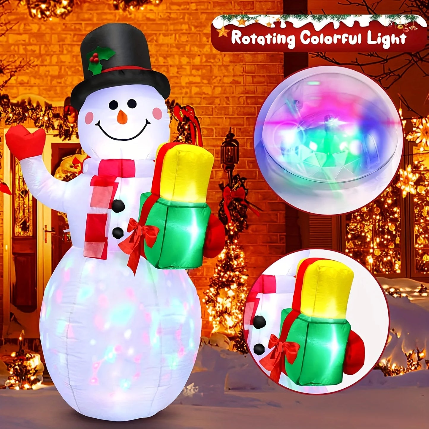 High-concerned Snowman Inflatable With Built-In LED Lights Outdoor Decor