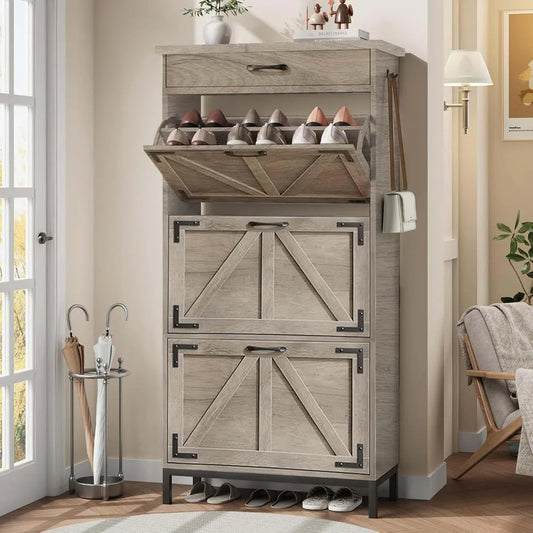Hign-concerned Freestanding Narrow Shoe Cabinet 3 Drawers