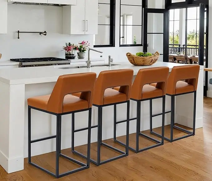 ZHUOTING Modern Bar Stools With Backs Upholstered Faux Leather