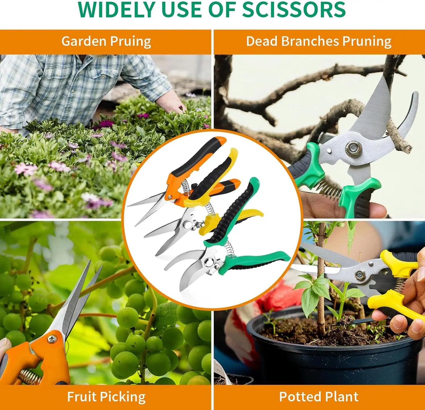 Stainless Steel Garden Pruning Shears And Clippers For Gardening