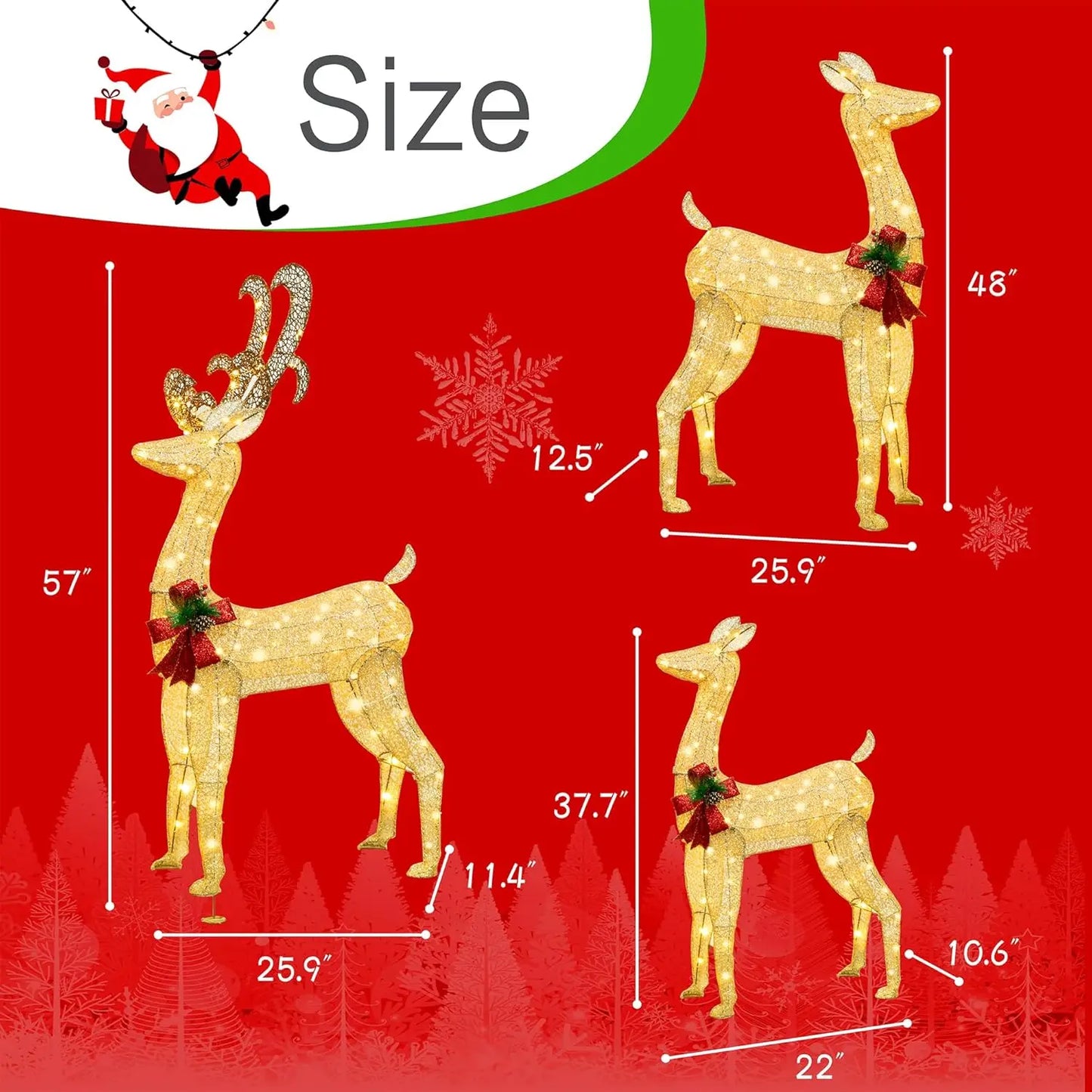 Electronic 3D Reindeer Outdoor Christmas Deer Lighted Yard Decor
