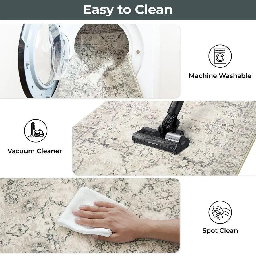 Boho Kitchen Rug Set 3 Piece Non Slip Washable Faux Wool Mats