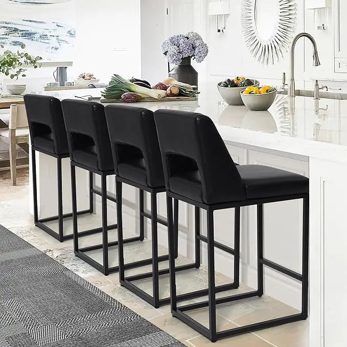 ZHUOTING Modern Bar Stools With Backs Upholstered Faux Leather
