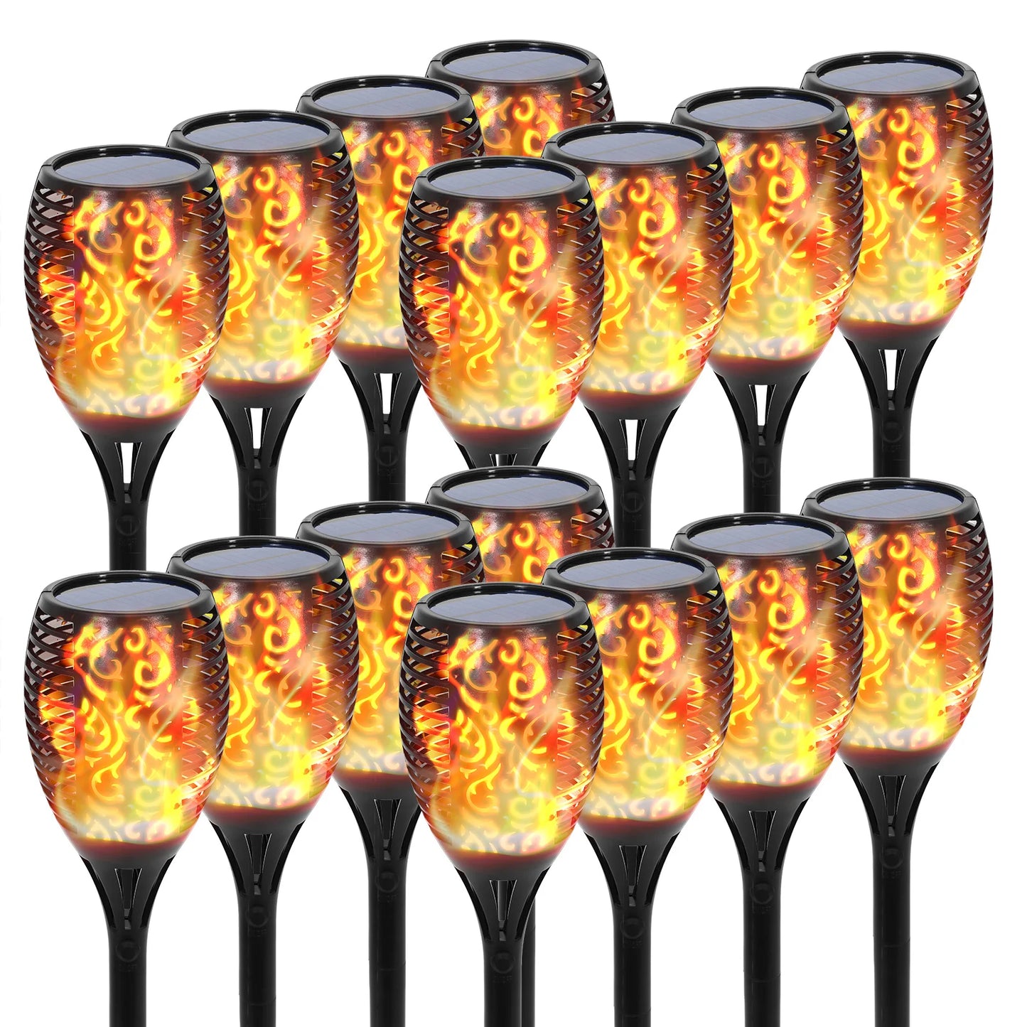 Solar Flame Torch Lights Outdoor LED Landscape Garden Pathway Waterproof