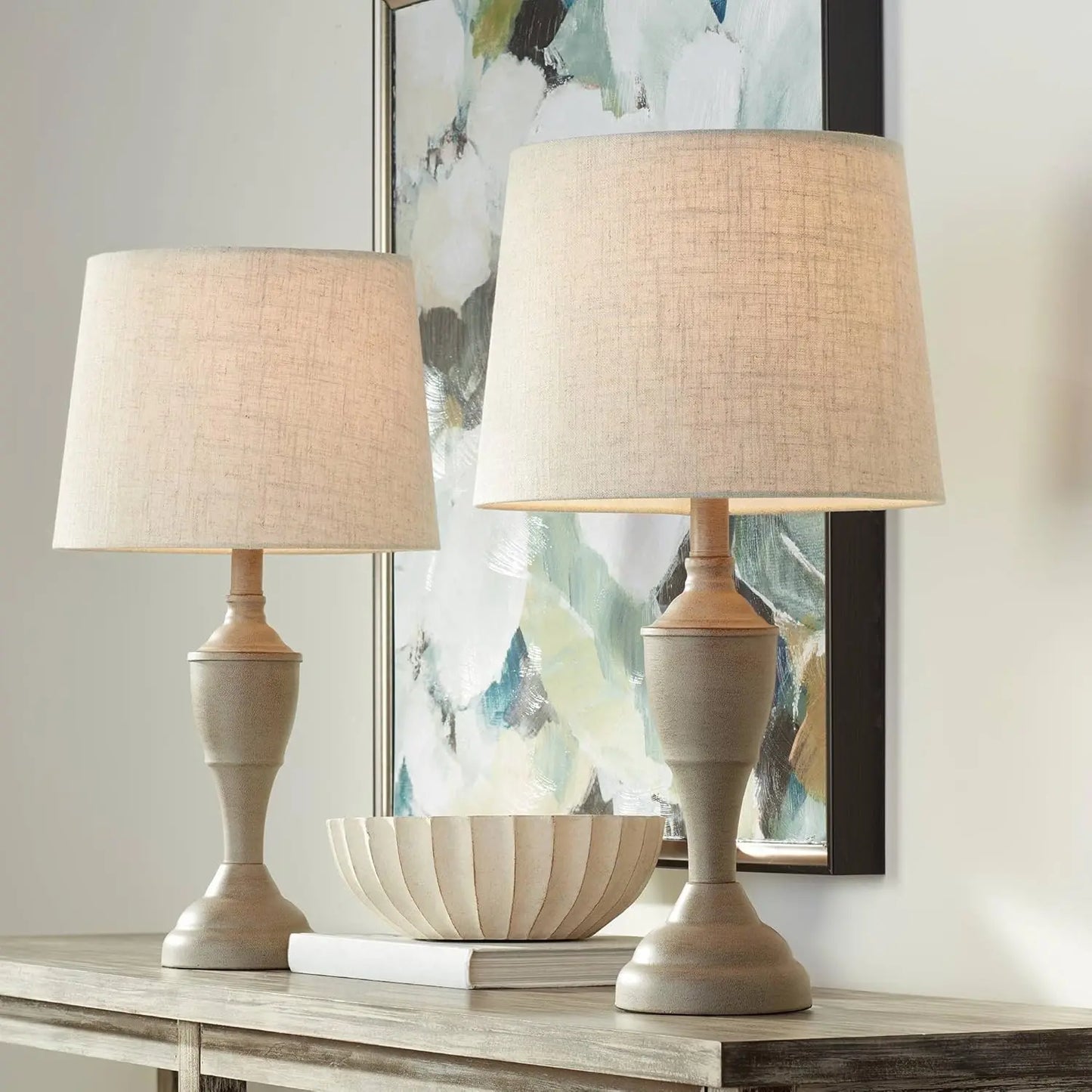 Table Lamps Set Of 2 With Linen Tapered Drum Shades