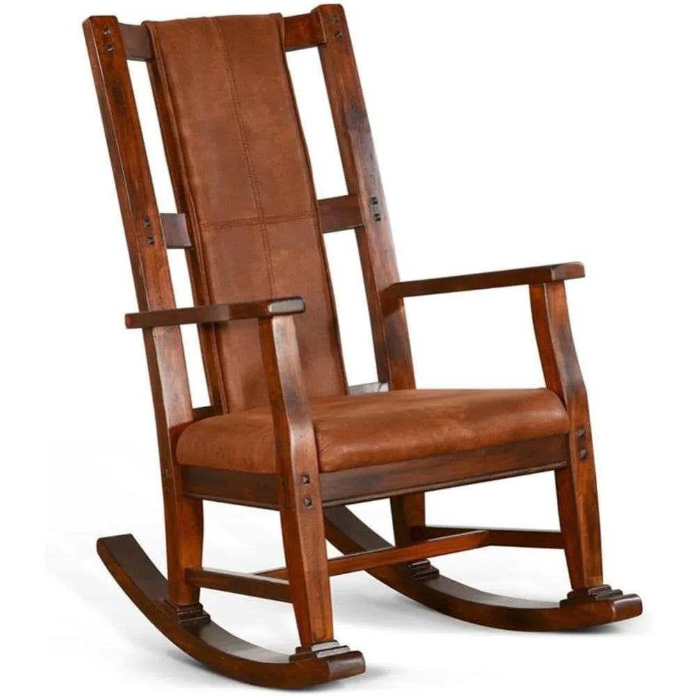 DAFIFY Farmhouse Mahogany Wood Rocking Chair For Living Room