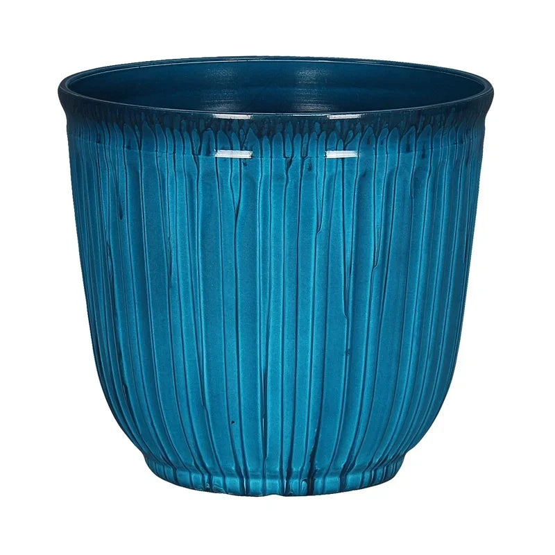 Recycled Plastic Round Planter With Drainage Holes For Outdoor Use