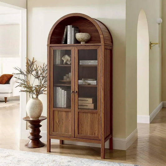 Guangbai Tall Arched Storage Display Cabinet Solid Wood