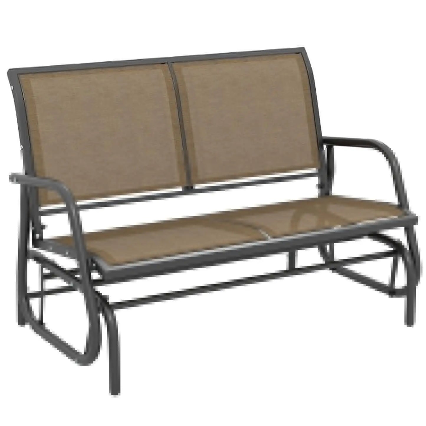 Outdoor Glider Bench Double Swing Loveseat With Powder Coated Steel Frame