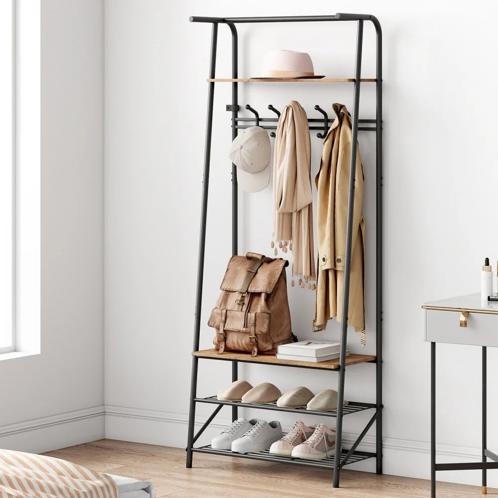 HiMISS Coat Rack Hallway With Shoe Storage Four In One