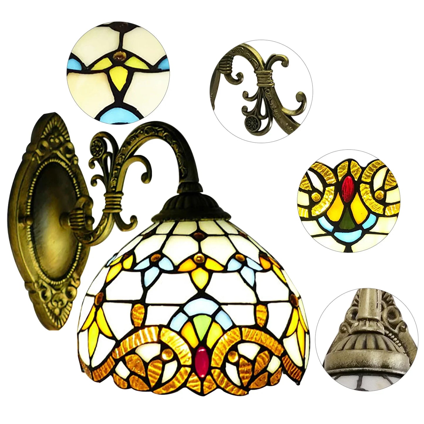 Tiffany Style Glass Wall Lamp for Bedroom and Living Room