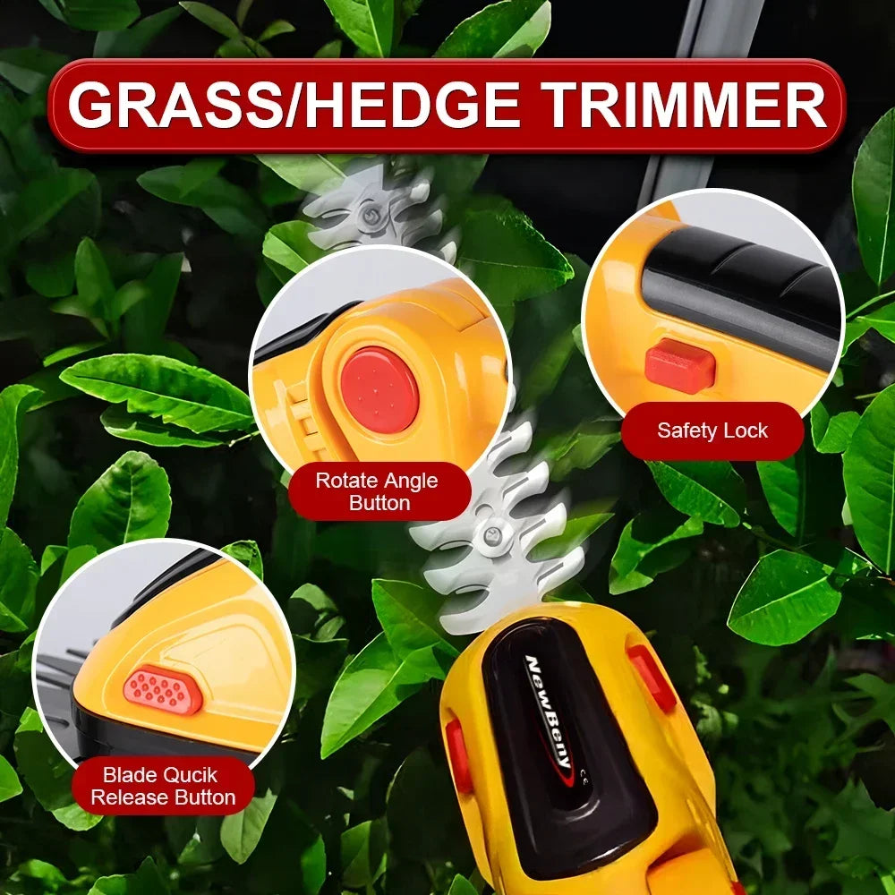 Cordless 2 In 1 Hedge Trimmer Garden Tool Rechargeable Battery