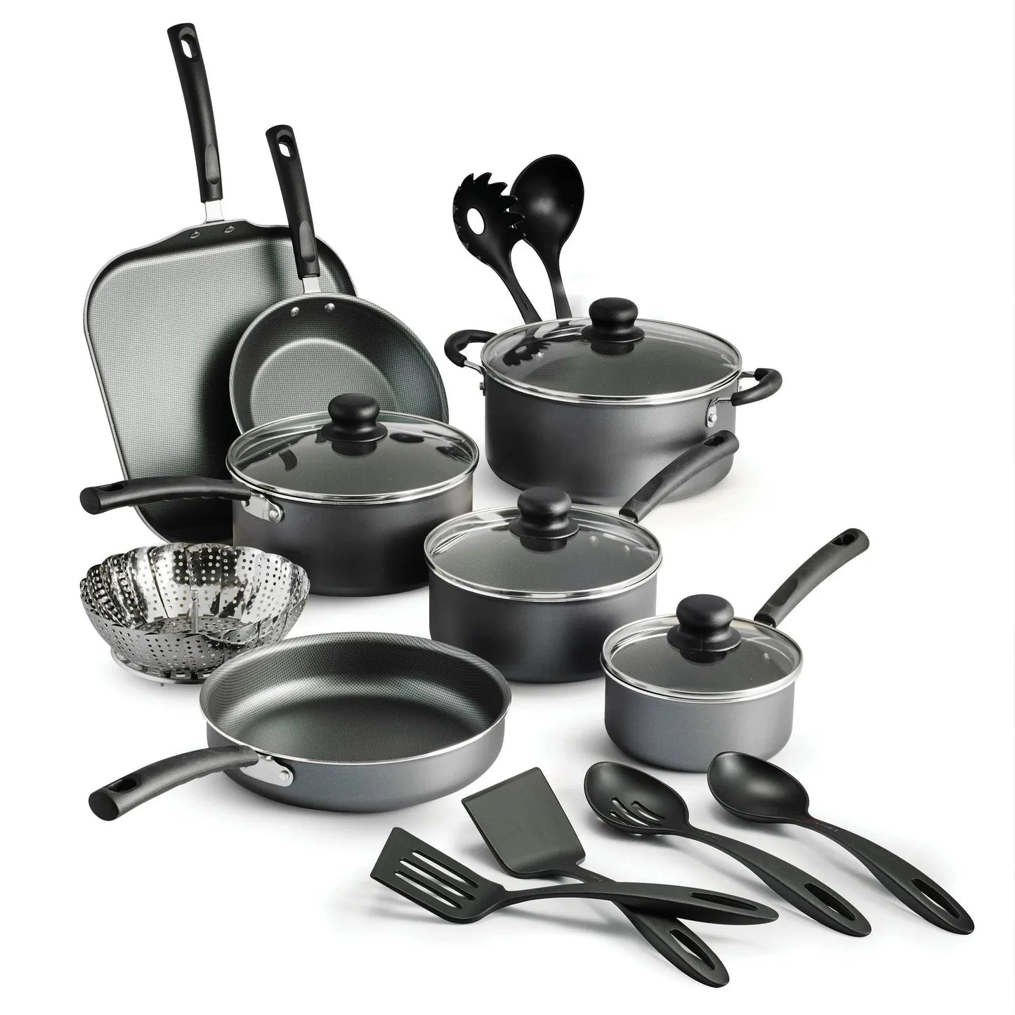 Tramontina Primaware Eighteen Pieces Nonstick Cookware Set With Silicone Handles