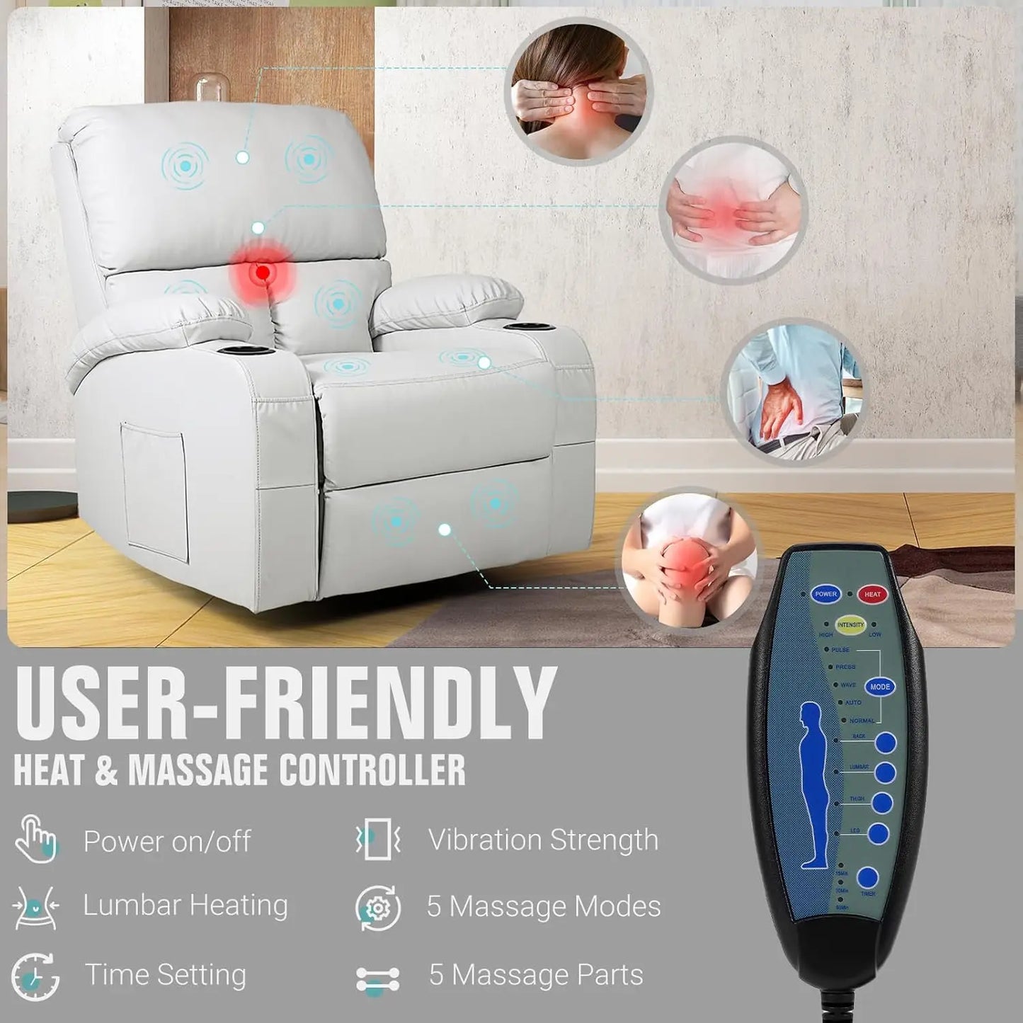 XIAOLANG Rocking Recliner Chair With Massage And Heat