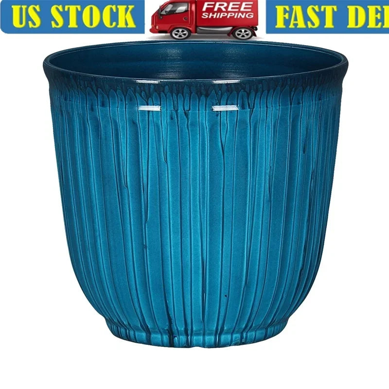 Recycled Plastic Round Planter With Drainage Holes For Outdoor Use