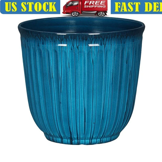 Recycled Plastic Round Planter With Drainage Holes For Outdoor Use