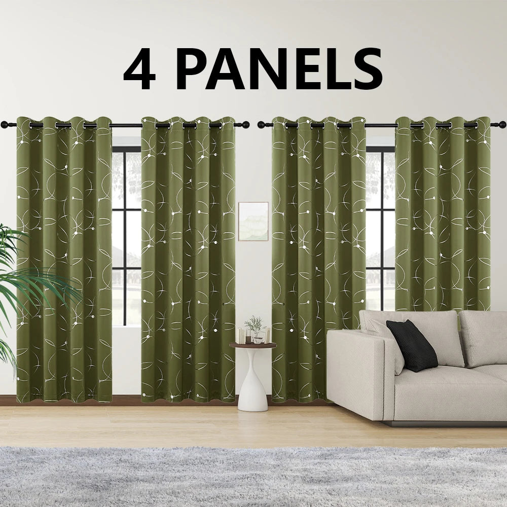 4 Pack Blackout Curtain Panels Grommet Thermal Insulated Room Darkening