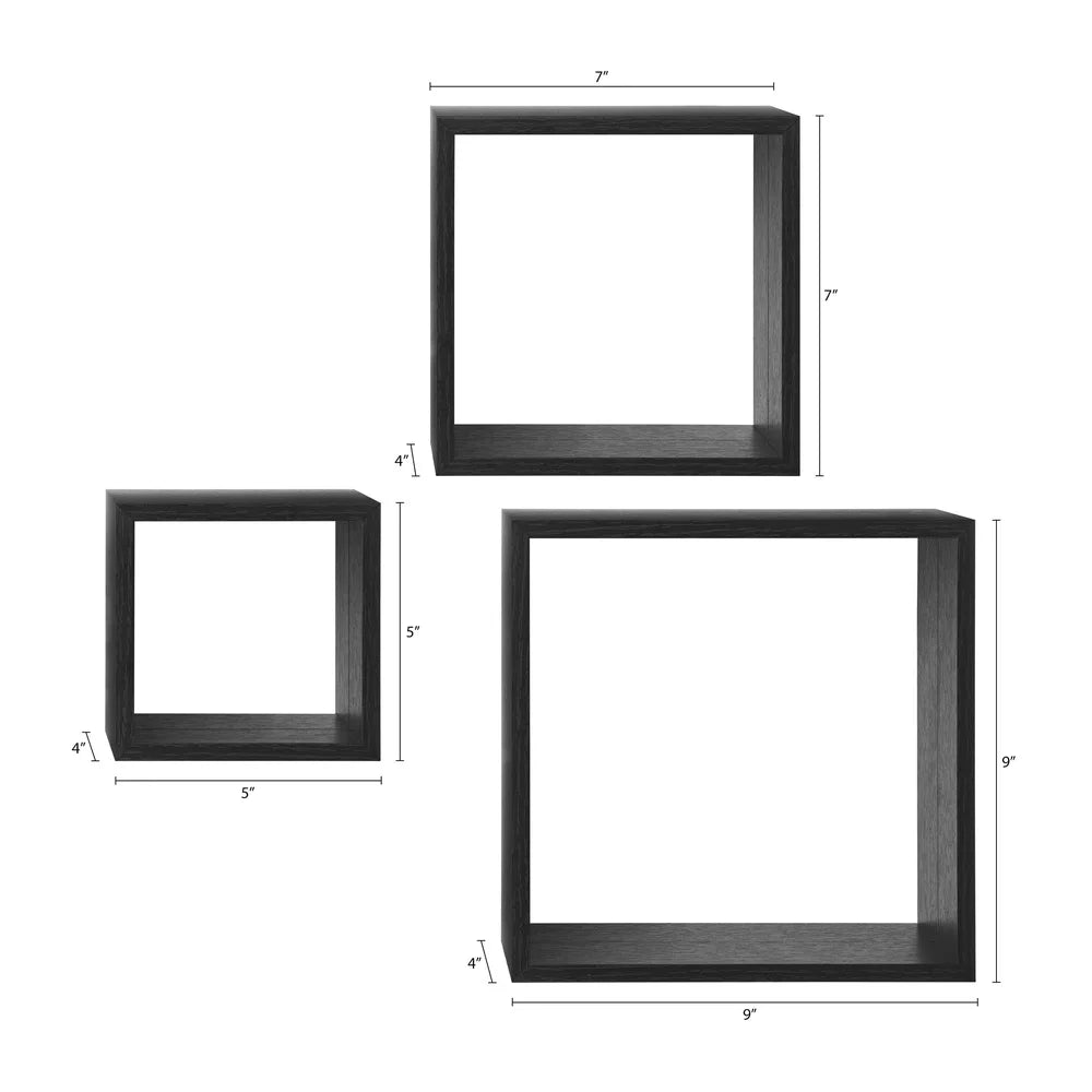 Modern Wood Cube Shelf Set 3 Piece Floating Storage Home