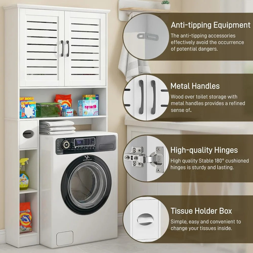 MKDK Freestanding Bathroom Over-The-Toilet Storage Cabinet With Two Doors