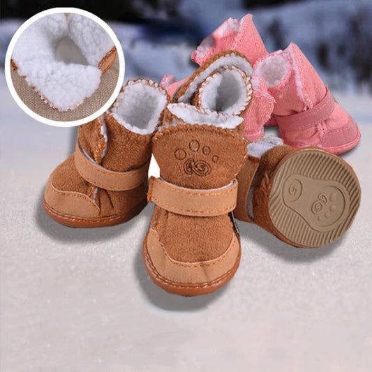 NONECN Pet Dog Shoes 4Pcs Thick Warm Rain Snow Boots