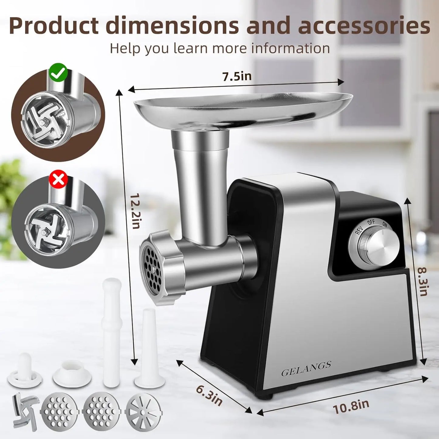Electric Meat Grinder 350W With Sausage Stuffer Tubes Kubbe Kit