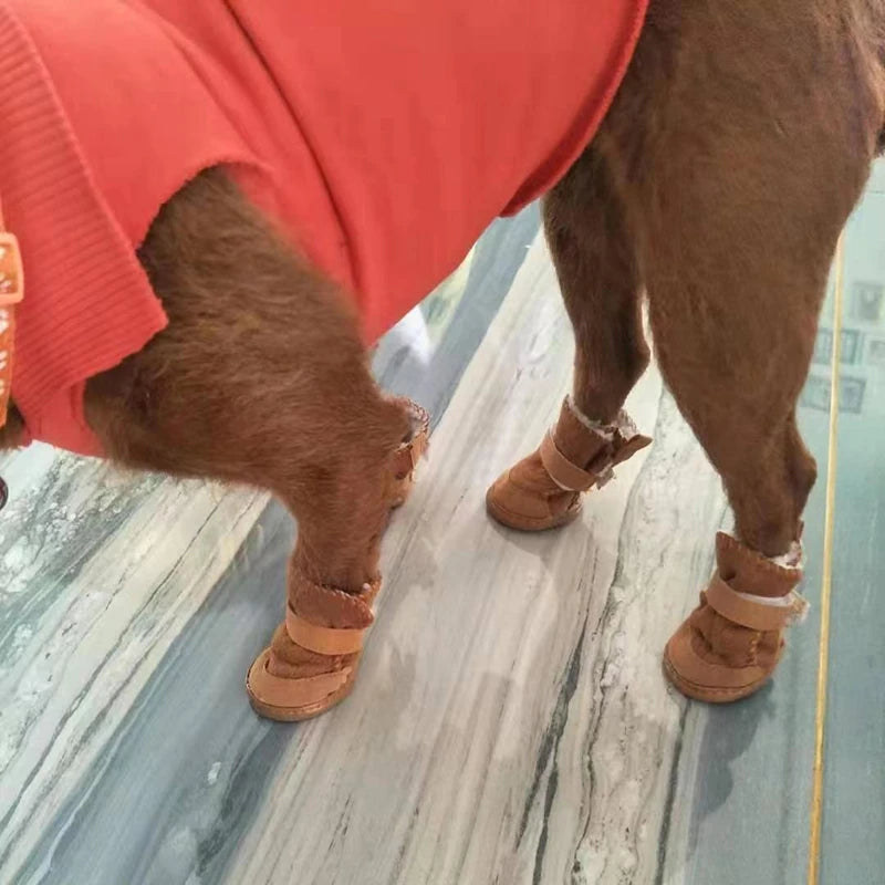 NONECN Pet Dog Shoes 4Pcs Thick Warm Rain Snow Boots
