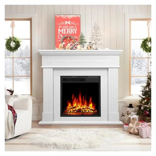XMSJ Freestanding Electric Fireplace Heater With Log Remote
