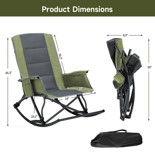 Rocking Camping Chair For Adults With Foot Rest Foldable