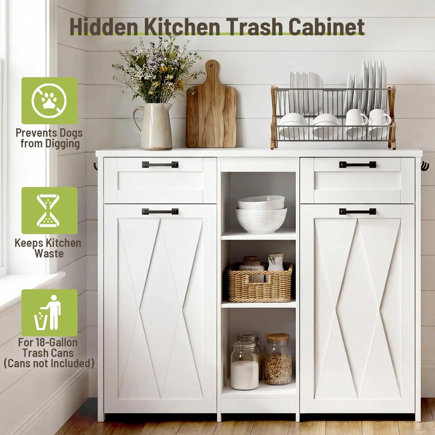 Laundry Hamper Cabinet With 2 Drawers And Removable Baskets