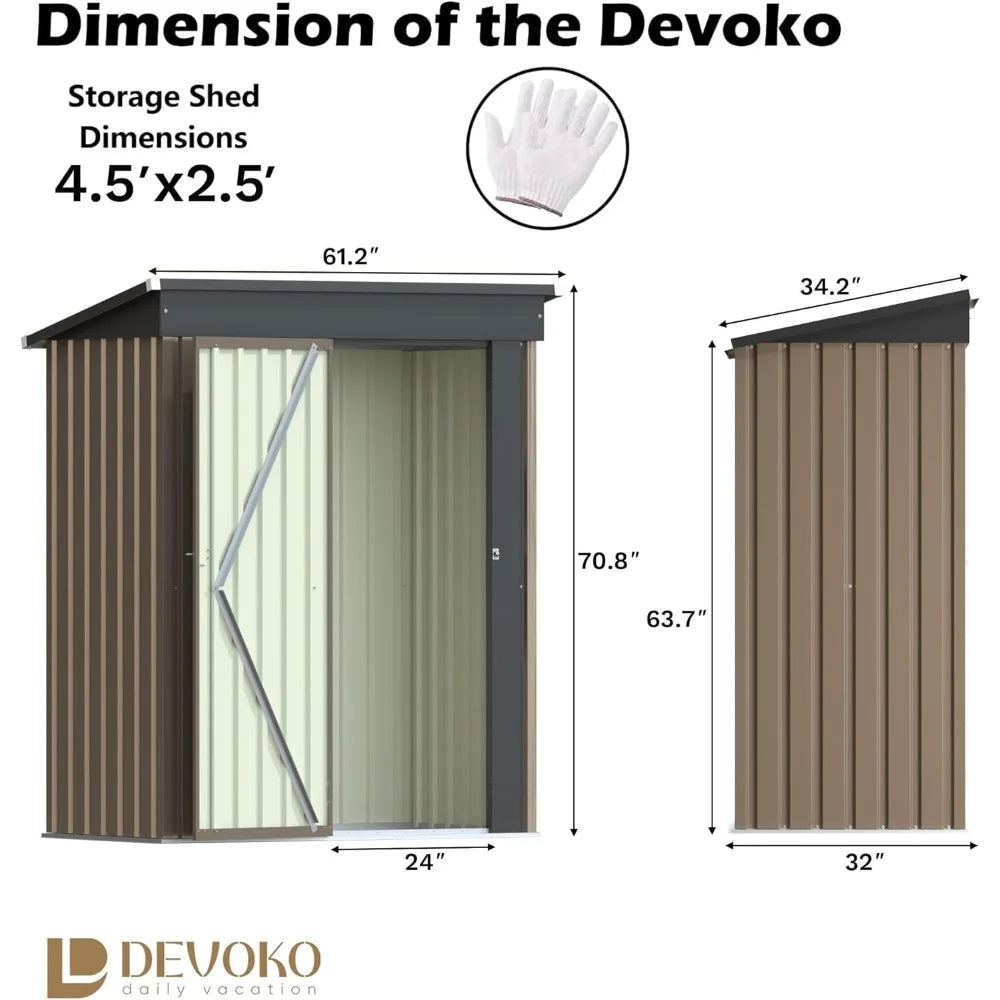Outdoor Lockable Metal Storage Shed Anti Corrosion Waterproof