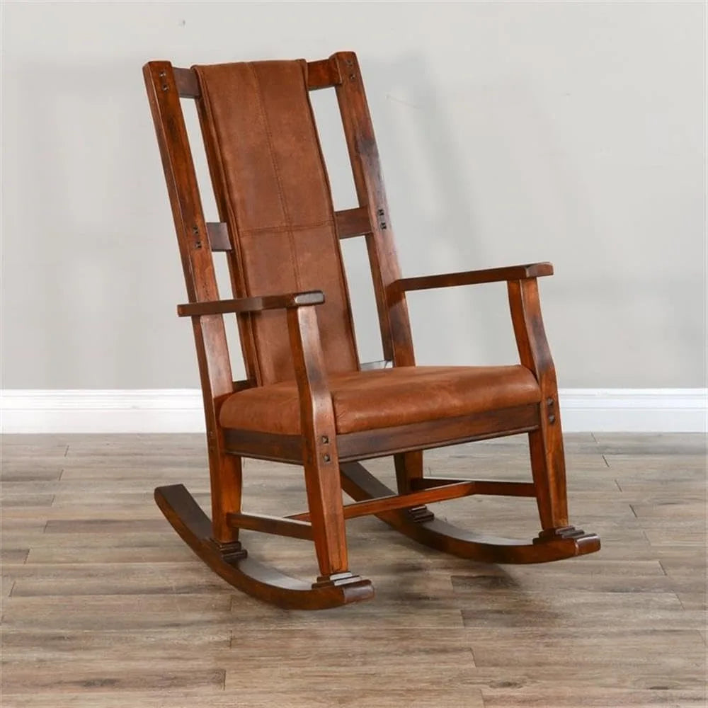 DAFIFY Farmhouse Mahogany Wood Rocking Chair For Living Room