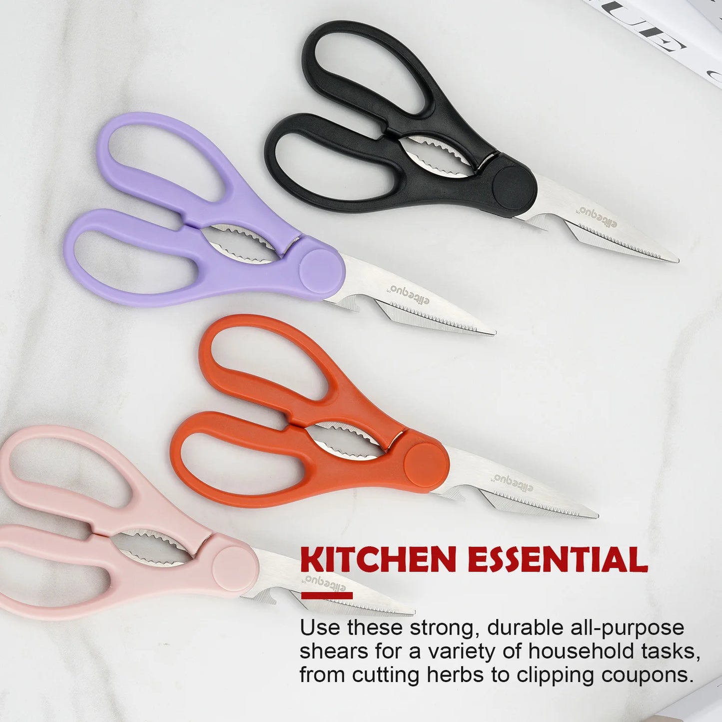 Elitequo All Purpose Kitchen Scissors Heavy Duty Dishwasher Safe Stainless Steel