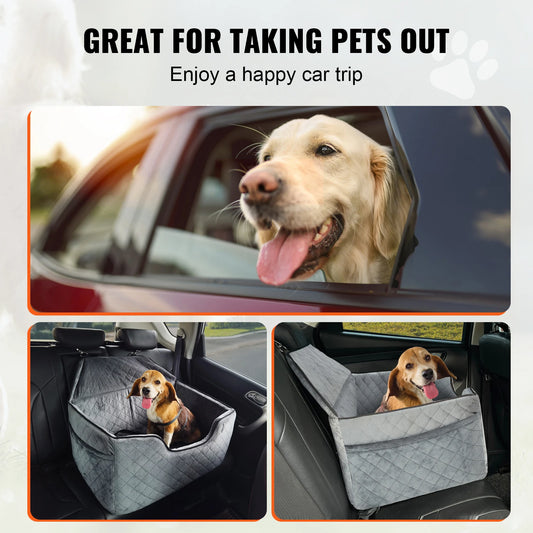 SucceBuy Dog Car Seat Booster With Storage Pocket And Sponge Filling