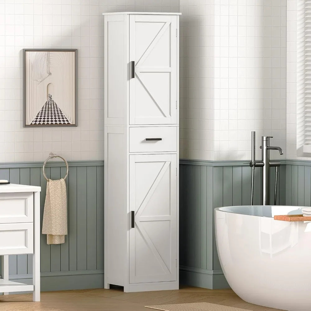 Hign-concerned Bathroom Cabinet With 6 Shelves Drawers