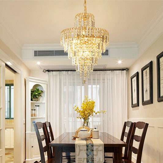 Bymaocar Crystal Chandelier Modern Pendant Light E14 Base