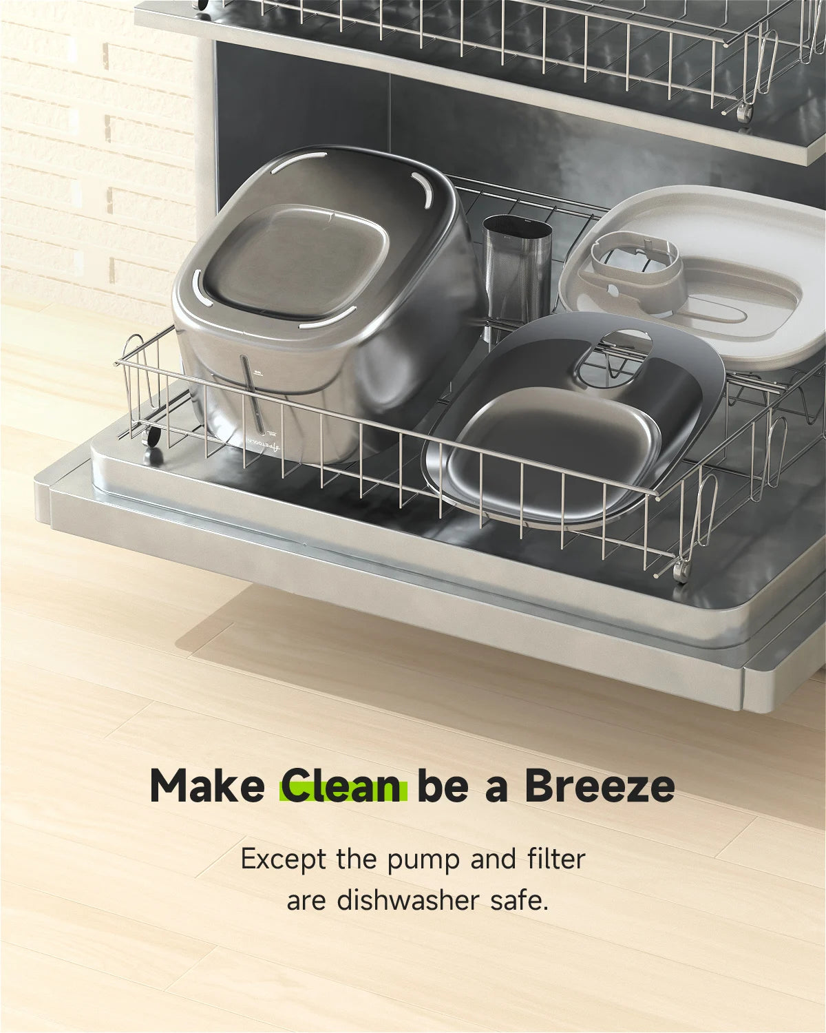 APD APETDOLA Wireless Cat Water Fountain Stainless Steel Battery Operated